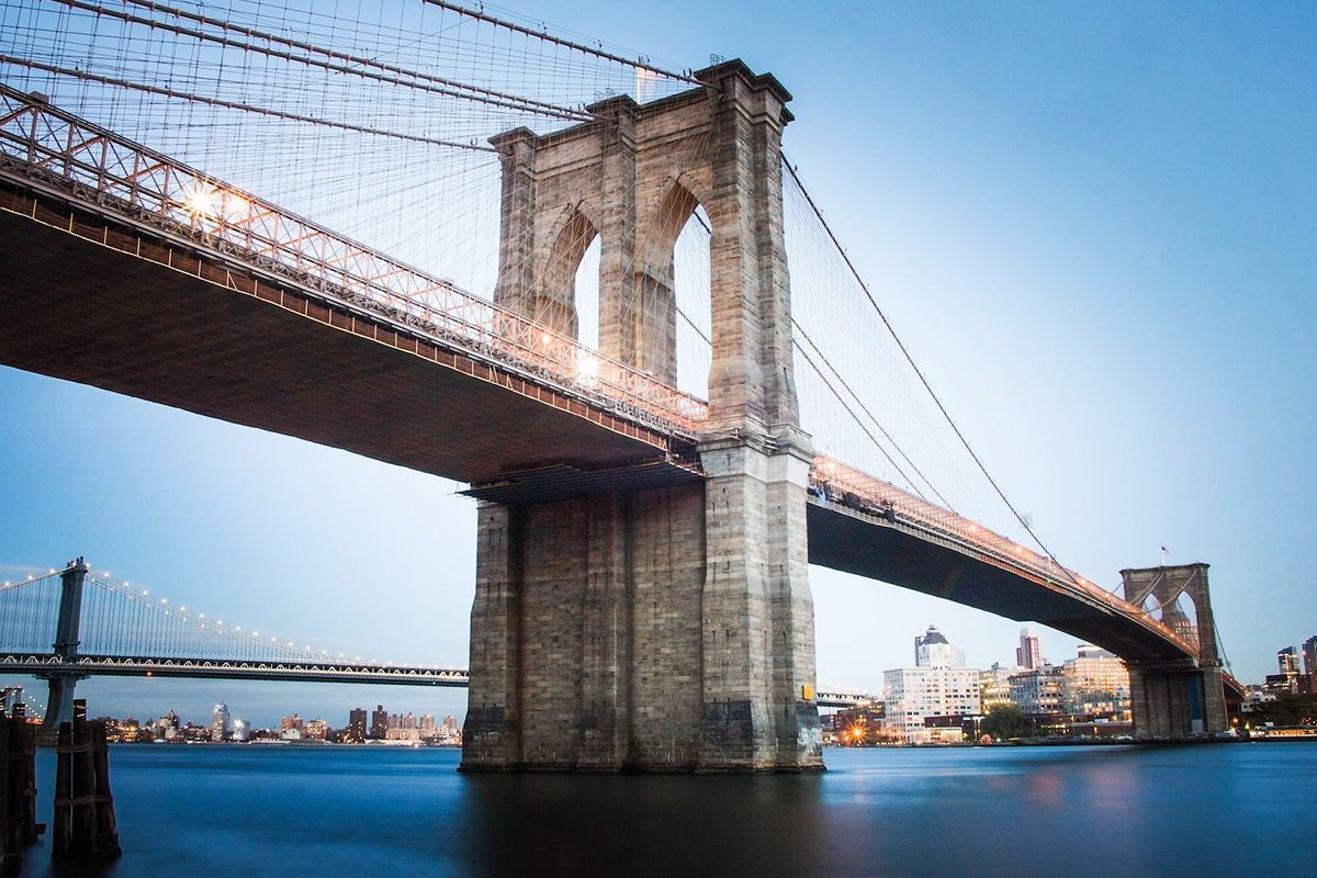 The Brooklyn Bridge, whose Gothic arches and steel cables explain much of why it photographs so well
