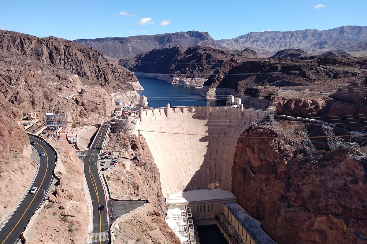 Hoover Dam and the Memorial Bridge above it