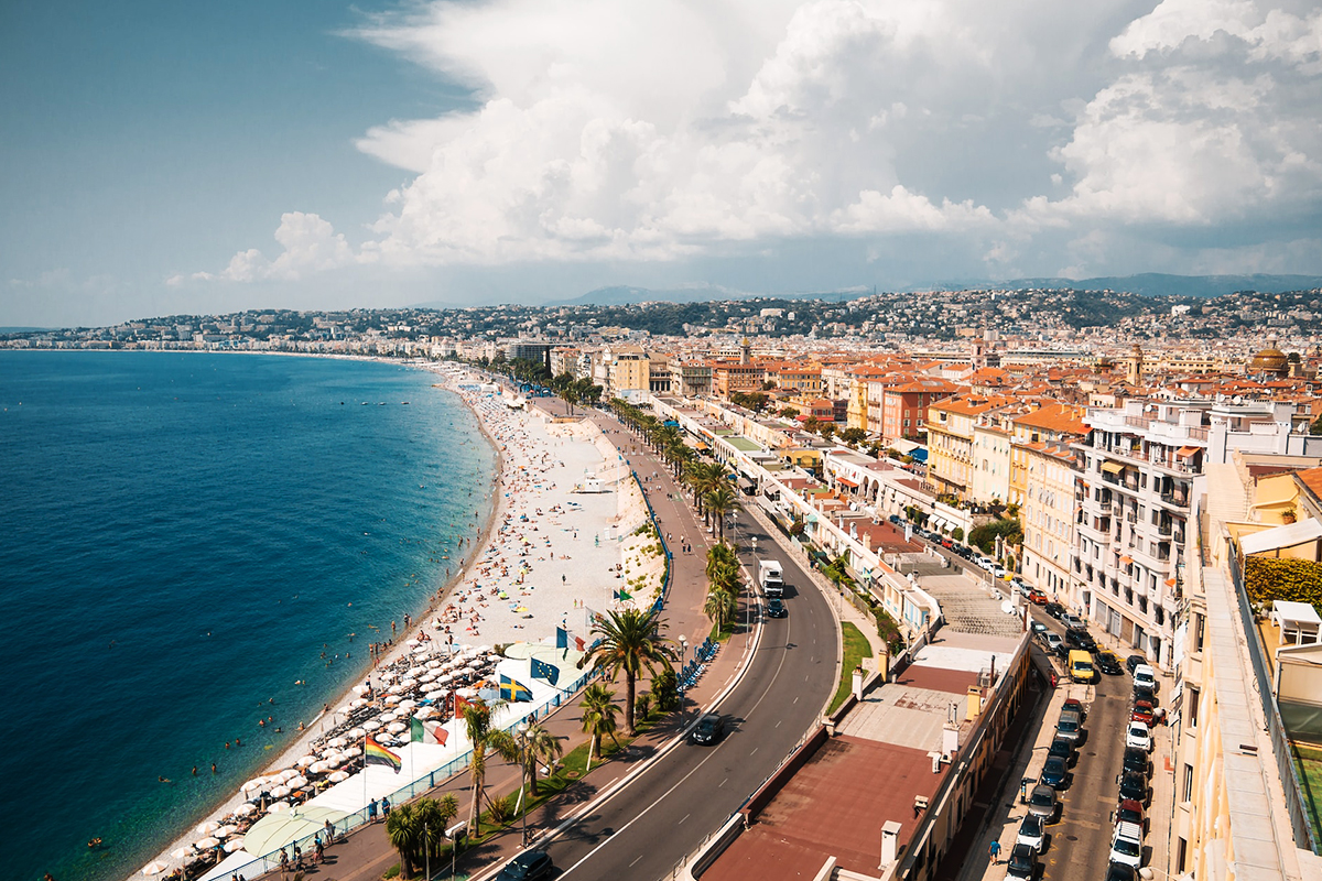 Nice and the curve of the Baie des Anges on the French Riviera