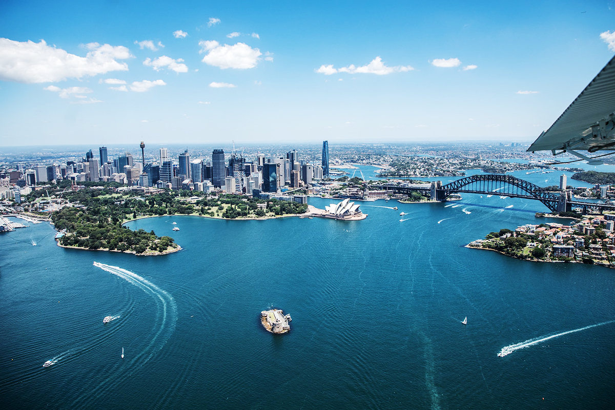 Sydney Harbour, the Opera House and the Pacific-facing city beyond
